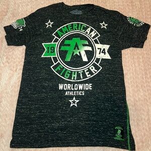 American Fighter Charcoal and Green Tee
